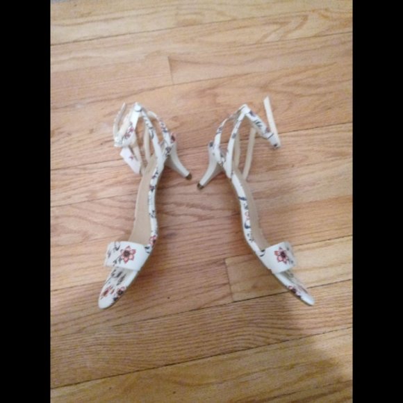 NWOT Nine West Womens Ankle Strap Floral Print Open Toe Heels Sz 7.5 - Picture 2 of 3